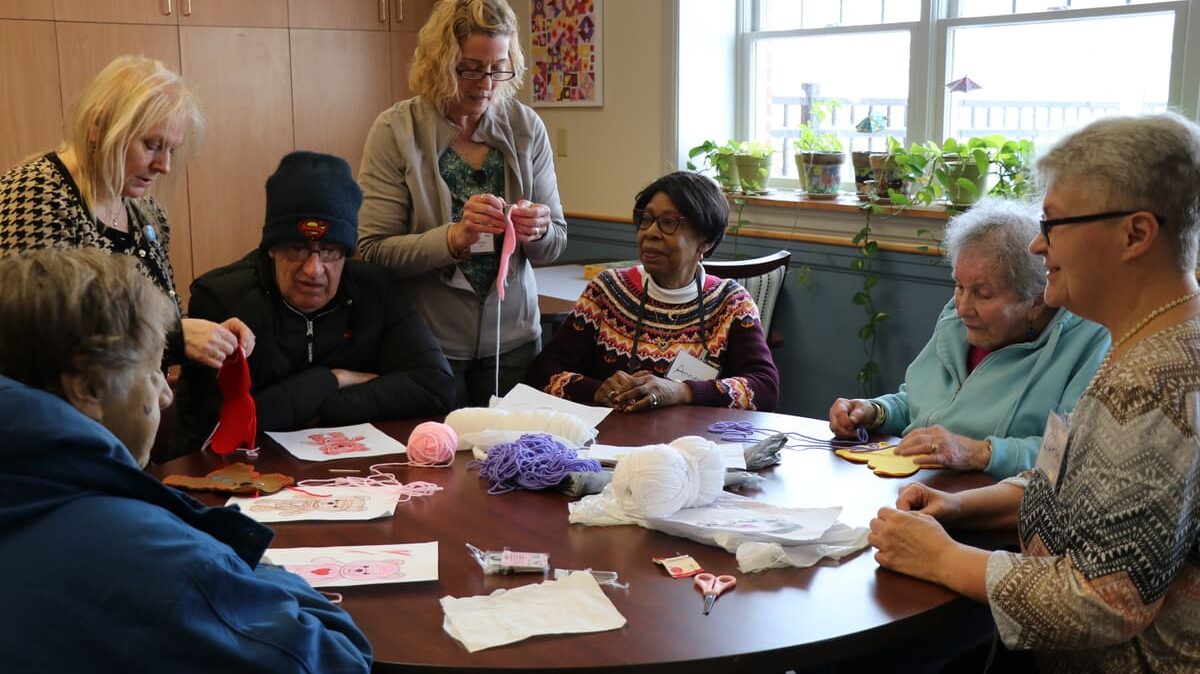 Participants in Easterseals NH’s Adult Day Program in Manchester, NH, made personalized teddy bears for the children in Easterseals NH’s West Side Early Childhood Center of Excellence, also in Manchester.